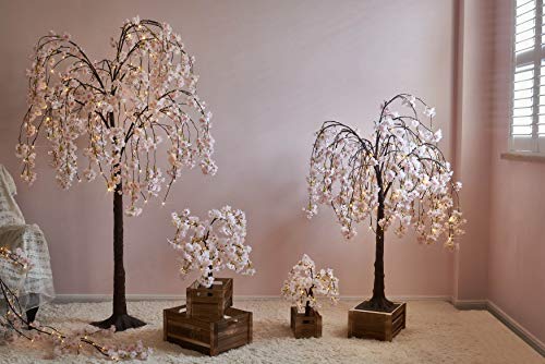 LITBLOOM Lighted Tree with Cherry Blossom 180 Fairy Lights 4FT, Pink Flower Faux Tree Lights for Indoor Outdoor Home, Wedding, Party Decoration