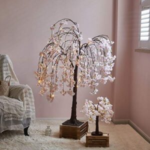 LITBLOOM Lighted Tree with Cherry Blossom 180 Fairy Lights 4FT, Pink Flower Faux Tree Lights for Indoor Outdoor Home, Wedding, Party Decoration