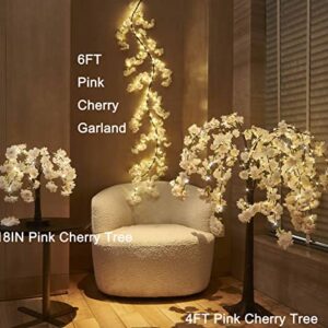 LITBLOOM Lighted Tree with Cherry Blossom 180 Fairy Lights 4FT, Pink Flower Faux Tree Lights for Indoor Outdoor Home, Wedding, Party Decoration