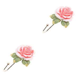 toyandona 2pcs resin rose flower hooks wall mounted clothes towels sundries hat key hanger for hanging coat hat key towel handbag