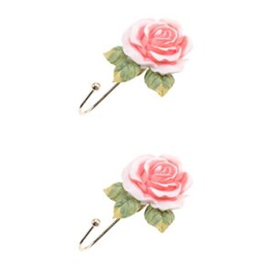 TOYANDONA 2pcs Resin Rose Flower Hooks Wall Mounted Clothes Towels Sundries Hat Key Hanger for Hanging Coat Hat Key Towel Handbag