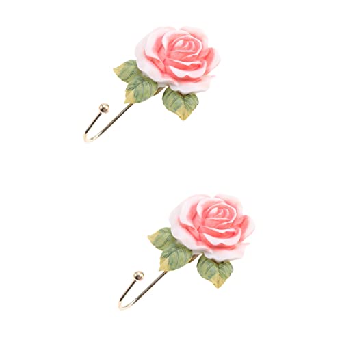 TOYANDONA 2pcs Resin Rose Flower Hooks Wall Mounted Clothes Towels Sundries Hat Key Hanger for Hanging Coat Hat Key Towel Handbag