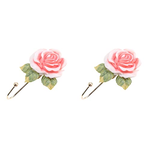 TOYANDONA 2pcs Resin Rose Flower Hooks Wall Mounted Clothes Towels Sundries Hat Key Hanger for Hanging Coat Hat Key Towel Handbag