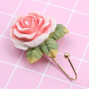 TOYANDONA 2pcs Resin Rose Flower Hooks Wall Mounted Clothes Towels Sundries Hat Key Hanger for Hanging Coat Hat Key Towel Handbag