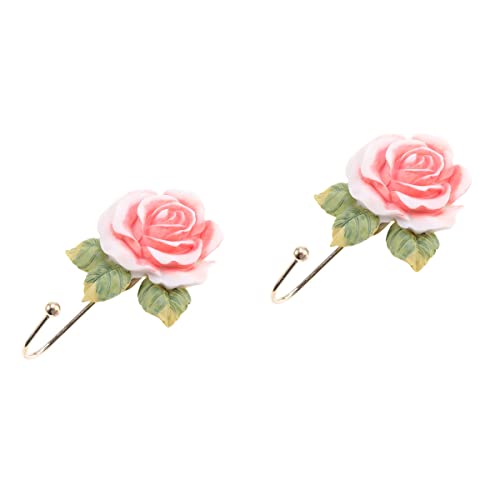 TOYANDONA 2pcs Resin Rose Flower Hooks Wall Mounted Clothes Towels Sundries Hat Key Hanger for Hanging Coat Hat Key Towel Handbag