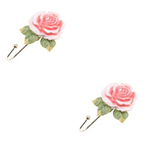 TOYANDONA 2pcs Resin Rose Flower Hooks Wall Mounted Clothes Towels Sundries Hat Key Hanger for Hanging Coat Hat Key Towel Handbag