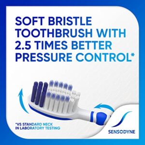 Sensodyne Extra Whitening Toothpaste - 4 Oz x 3 and Soft Toothbrush Pack - 2 Count Bundle