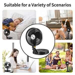 Rolg Foldaway Stand Fan, Portable Desk and Table Rechargeable Pedestal Fans with LED Light, 3 Speeds & Height, Ultra Lightweight,Wall Mounted Fan for Personal Bedroom Office Fishing Camping Fanus-001