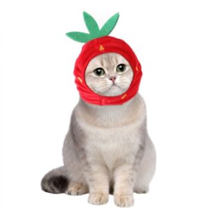 cat dog strawberry hat adjustable comfortable pet costume decoration headgear for daily wear birthday party