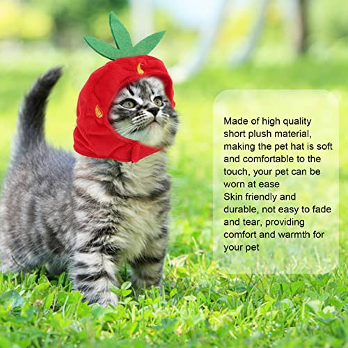 Cat Dog Strawberry Hat Adjustable Comfortable Pet Costume Decoration Headgear for Daily Wear Birthday Party