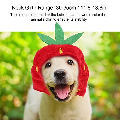 Cat Dog Strawberry Hat Adjustable Comfortable Pet Costume Decoration Headgear for Daily Wear Birthday Party