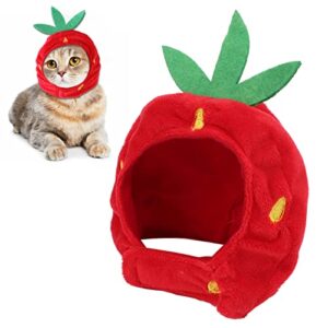 Cat Dog Strawberry Hat Adjustable Comfortable Pet Costume Decoration Headgear for Daily Wear Birthday Party