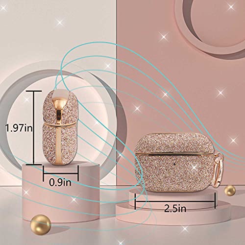 wanghe Luxury Bling Surface Plating Hard Cover Compatible with AirPods Case, Shockproof Protective Cover with Keychain for AirPod Pro - Pink Bling