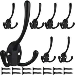 ibosins 7 pack big heavy duty three prongs coat hooks wall mounted with 14 screws retro double utility rustic hooks for thick coat, big heavy bag