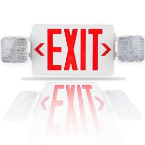 red led exit sign with emergency lights,two led adjustable head emergency exit lights with battery backup,double face, dual led lamp abs fire resistance ul-listed 120-277v/ac