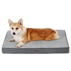 Lesure Large Memory Foam Dog Bed for Crate with Waterproof Liner for Large Dogs Grey - Orthopedic Washable Dog Bed with Removable Cover & Non-Slip Bottom - Cozy Dog Bed for Pet