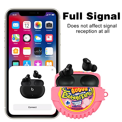 Jowhep Case for Beats Studio Buds Funny Unique 3D Design Cute Silicone Cover Fashion Kawaii Cool Fun Cartoon Wireless Powerbeats Cases for Beats Earbuds Headphones for Girls Boys Teen Bubble Gum