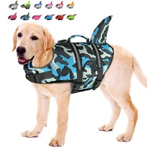 doglay dog life jacket shark, dog life vests for swimming boating, adjustable superior buoyancy life jackets for dogs with rescue handle, dog flotation vest for puppy small medium large dogs