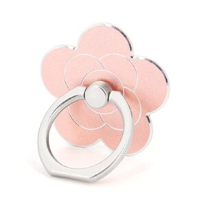 lamignonne cell phone ring holder flower finger ring grip stand 360° rotation 180° flip universal kickstand compatible with all smartphones (rose gold)