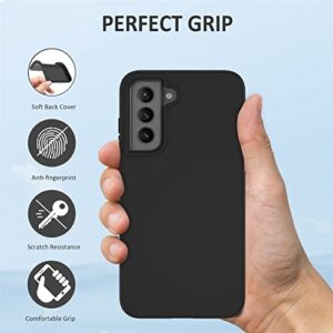 PUJUE for Samsung Galaxy S21 FE 5G Case: Silicone Slim Shockproof Protective Matte Phone Case - Rugged 360 Dual Layer Full Protection Durable Tough Drop Proof Bumper Cover [NOT S21 S21+] (Black)