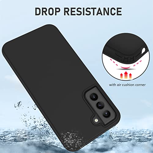 PUJUE for Samsung Galaxy S21 FE 5G Case: Silicone Slim Shockproof Protective Matte Phone Case - Rugged 360 Dual Layer Full Protection Durable Tough Drop Proof Bumper Cover [NOT S21 S21+] (Black)