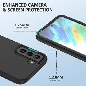 PUJUE for Samsung Galaxy S21 FE 5G Case: Silicone Slim Shockproof Protective Matte Phone Case - Rugged 360 Dual Layer Full Protection Durable Tough Drop Proof Bumper Cover [NOT S21 S21+] (Black)