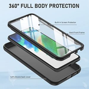 PUJUE for Samsung Galaxy S21 FE 5G Case: Silicone Slim Shockproof Protective Matte Phone Case - Rugged 360 Dual Layer Full Protection Durable Tough Drop Proof Bumper Cover [NOT S21 S21+] (Black)