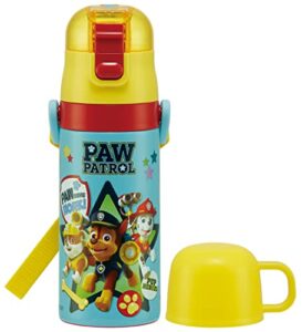 skater skdc3-a children's 2-way stainless steel kids water bottle with cup, 11.8 fl oz (350 ml), paw patrol boys