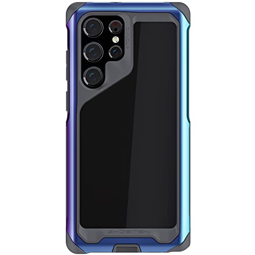 Ghostek ATOMIC slim S22 Ultra Phone Case with Clear Back, Iridescent Aluminum Bumper and S-Pen Stylus Cutout Shockproof Phone Cover Designed for 2022 Samsung Galaxy S22 Ultra 5G (6.8 Inch) (Prismatic)