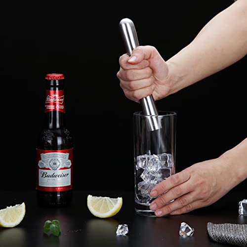 Kyraton Stainless Steel Cocktail Muddler and Mixing Spoon Home Bar Tool Set,Professional Bartende Set for Creating Mojitos and Other Fruit Based Drinks.