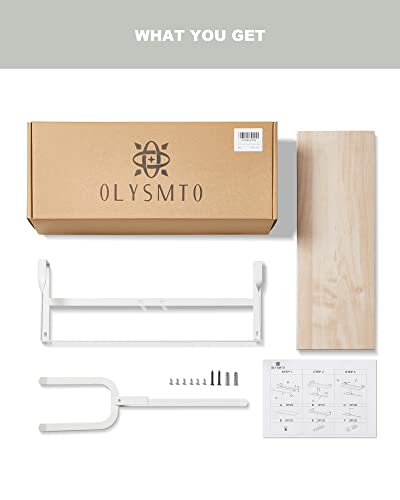 olysmto Floating Shelves, Bathroom Shelf with Paper Towel Holder Hair Dryer Rack, Kitchen Wall Organizer Storage Shelving - Maple Faux Wood