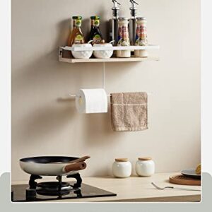 olysmto Floating Shelves, Bathroom Shelf with Paper Towel Holder Hair Dryer Rack, Kitchen Wall Organizer Storage Shelving - Maple Faux Wood