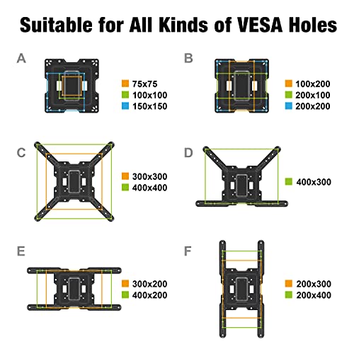 GINKGO TV Wall Mount for Most 26-55 Inch TVs, Full Motion TV Mount with Swivel, Tilt and Extension Arm, Wall Mount TV Bracket Single Stud Center Angle Design, Max VESA 400x400mm