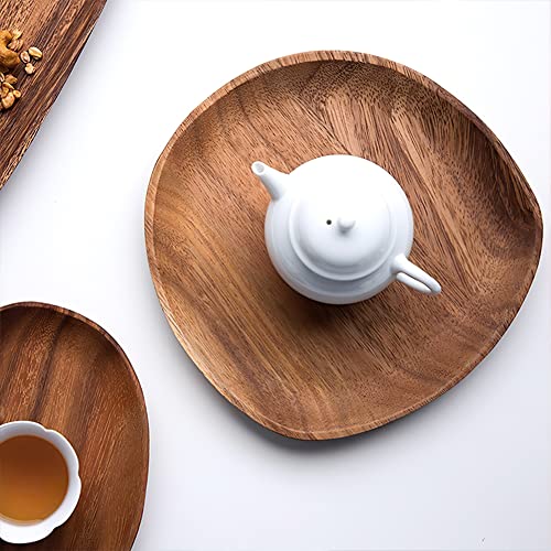 AOOSY Wood Serving Tray, Wooden Serving Platters Set for Serving Food, Fruit, Vegetable, Meat Breakfast Lunch Dinner in Bed Decorative Bread Plates Party Wood Serving Board, Set of 4