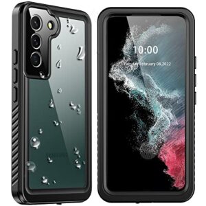 antshare designed samsung galaxy s22 case with screen protector,samsung s22 case waterproof shockproof full body heavy duty protective case for s22 5g (2022) black/clear