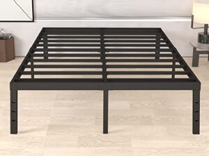 goltriever king platform bed, 18 inch high heavy duty metal frame, 4000lbs non-slip steel slats support bed frame with storage, no box spring needed, easy assembly, black