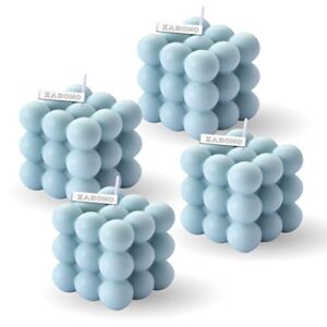 xanobo 4pcs - aesthetic bubble candle cute decor cube shaped candles cool candles for fun and aesthetic shelf décor (blue)