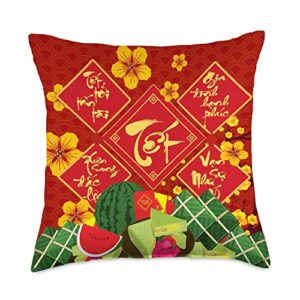 li xi me please vietnamese lunar new year tet li xi me please vietnamese new year decoration tet 2022 wish throw pillow, 18x18, multicolor