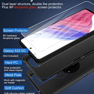 Dahkoiz for Samsung Galaxy A53 5G Case, with Tempered Glass Screen Protector and Dust-Proof Port Cover, Full Body Protection Durable Rubber Phone Case for Samsung Galaxy A53 5G UW, Black