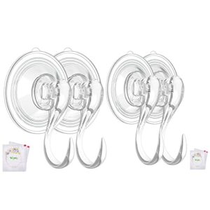 vis'v 2 pcs large suction cup hooks and 2 pcs small suction cup hooks with cleaning cloth