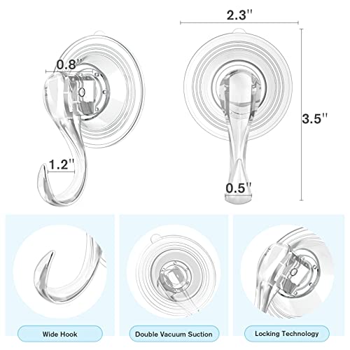 VIS'V 2 Pcs Large Suction Cup Hooks and 2 Pcs Small Suction Cup Hooks with Cleaning Cloth