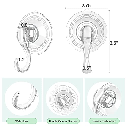 VIS'V 2 Pcs Large Suction Cup Hooks and 2 Pcs Small Suction Cup Hooks with Cleaning Cloth