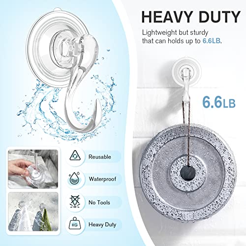 VIS'V 2 Pcs Large Suction Cup Hooks and 2 Pcs Small Suction Cup Hooks with Cleaning Cloth