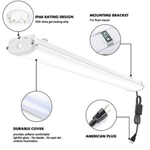 ANTLUX 4FT LED Vapor Tight Light Fixture, 50W 5000LM (120W Eq.), 4 Foot LED Vapor Proof Outdoor Shop Lights, IP66 Tri-Proof Lights for Parking Garage Carport Car Wash, Freezer Light, Plug in, 4 Pack