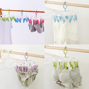 Okllen 6 Pack Laundry Drying Hanger with 16 Clips, Anti-Wind Clip and Drip Hanger Clothes Laundry Hangers, Plastic Hanging Drying Rack for Underwear, Bras, Socks, Baby Clothes, Towel, Scarf, 6 Colors