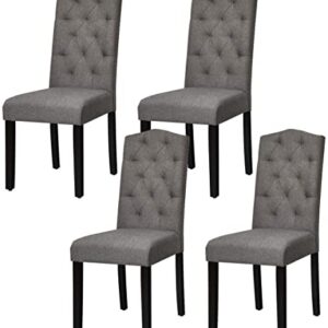 ERGOMASTER Parsons Dining Chairs Set of 4, Tufted Upholstered Kitchen Room Chairs with Solid Wood Legs, Padded Seat for Living Room, Restaurant, Wedding, Meeting, Celebration (Gray,4)