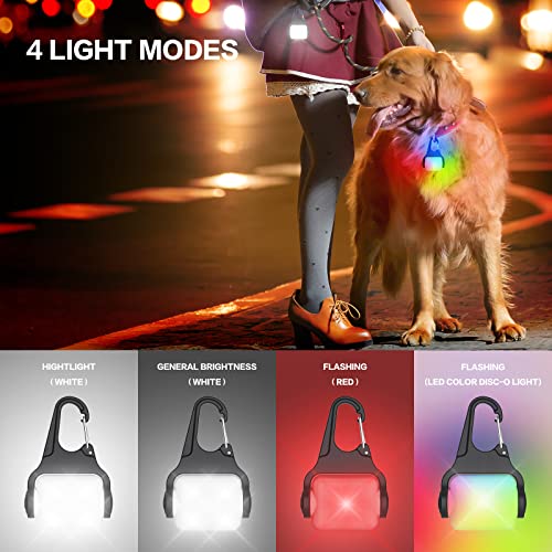 Dog Lights for Night Walking – Color Changing Dog Collar Light, 4 Modes Rechargeable Dog Light, IP65 Waterproof Dog Walking Light, Dog Flashlight for Running, Camping, Climbing, Bike, 2 Pack