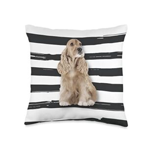 cc4gg dog love english cocker spaniel black & white background throw pillow, 16x16, multicolor