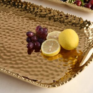 Pampa Bay Golden Millenium Titanium-Plated Porcelain Rectangular Tray with Handles, 19 X 11.5 X 3in