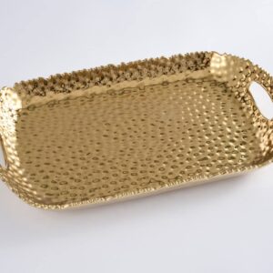 Pampa Bay Golden Millenium Titanium-Plated Porcelain Rectangular Tray with Handles, 19 X 11.5 X 3in